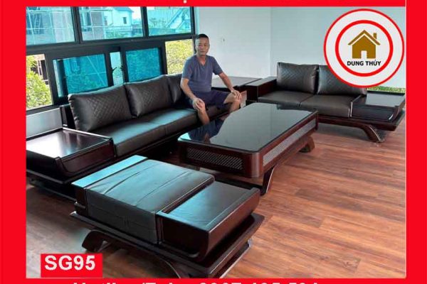 Bộ ghế sofa 2 văng thuyền cánh cong gỗ sồi Nga SG95