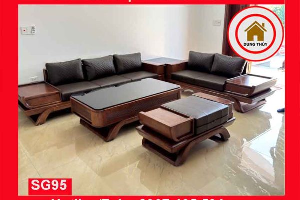 Bộ ghế sofa 2 văng thuyền cánh cong gỗ sồi Nga SG95