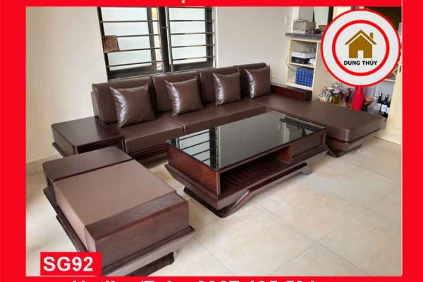 Sofa góc chữ L chân thuyền gỗ sồi Nga SG92 2024