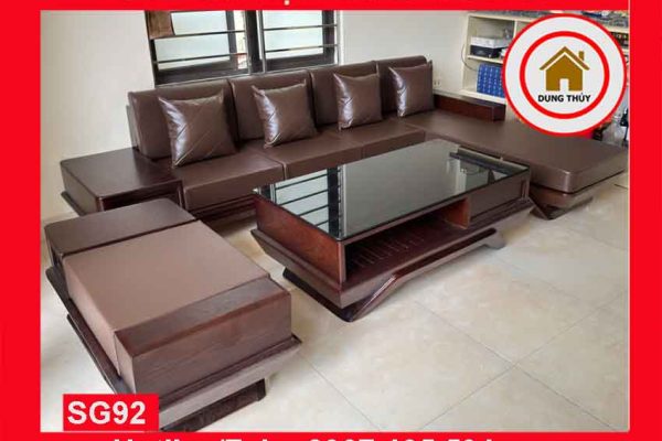 Sofa góc chữ L chân thuyền gỗ sồi Nga SG92 2024