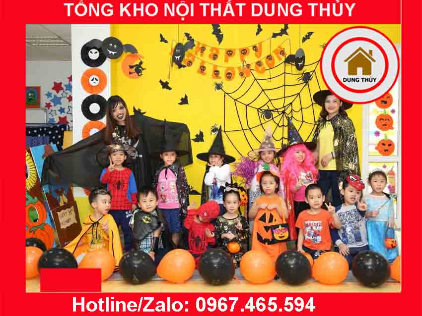 mẫu trang trí Halloween lớp học mầm non