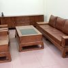 sofa 2 văng chân quỳ gỗ sồi